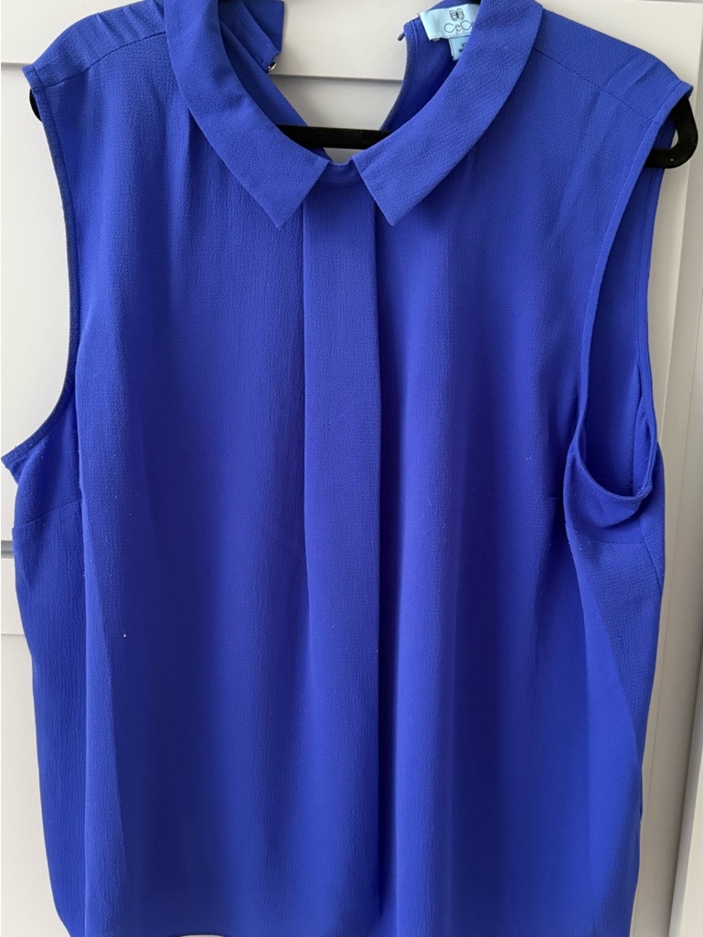 CeCe Sleeveless Collared Blouse in Royal Blue - Picture 2 of 4